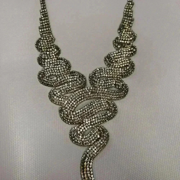 Vintage Rhinestone diamond Snake Bling Mesh Chain choker Necklace 53g - Picture 6 of 13